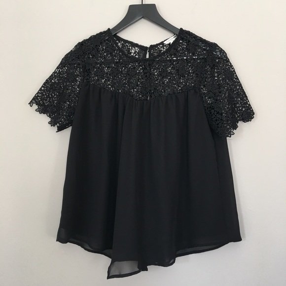 La Hearts Tops - PACSUN La Hearts Black Lace Topped Blouse Size M